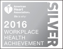 美国心脏协会的银质奖章公司的徽章，工作场所健康成就