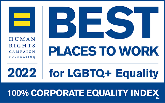 LGBTQ+平等的最佳工作场所- 100%企业平等指数-人权运动基金会- 2022年