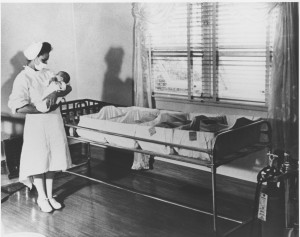 1945年奥克兰医院产科病房的景象。